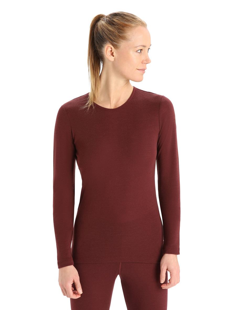 One Piece & Sets Icebreaker Merino 175 Everyday Long Sleeve Crewe Thermal Top Damskie Czerwone | PL 1168KORI